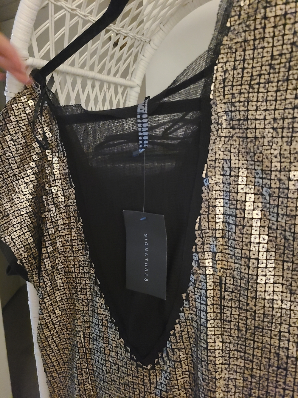 Lola Chic Boutique Gold Sequin V-Neck Women's Top